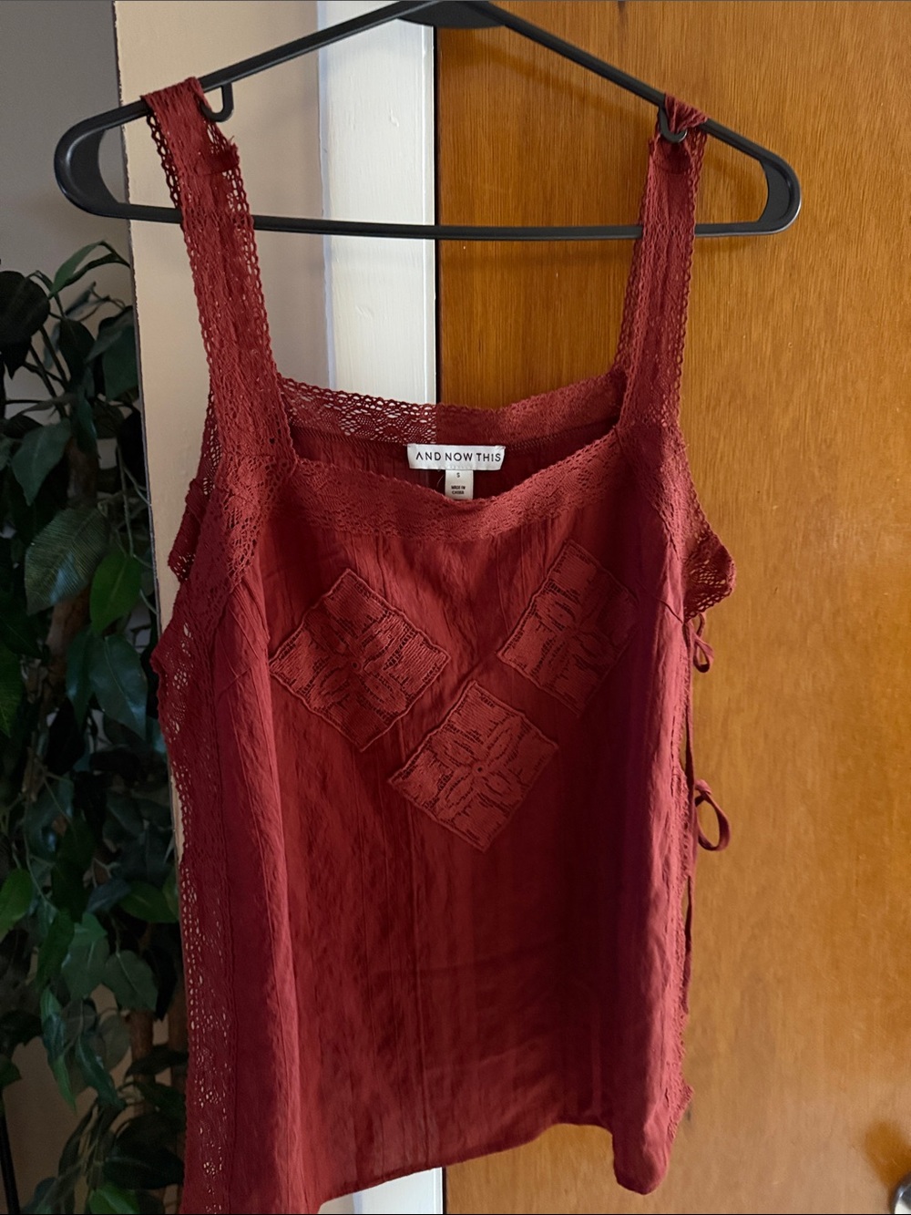 And Now This Wine-Red Lace-Trim Camisole Top